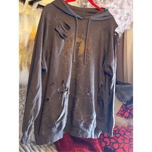 Torrid sz 2 destroyed rip hocus pocus pullover hooded sweatshirt hoodie